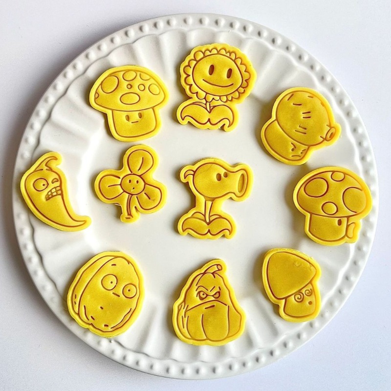 Baking In Kitchen - 新しい可愛い人気商品 プラントvs.ゾンビ カートゥーンビスケット型 プレス式フリップシュガービスケット型 キッチン用品