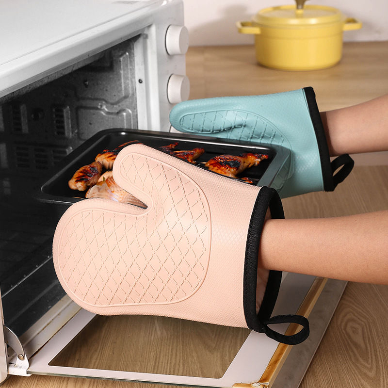 Kitchen Baking Gloves - 2 個の断熱手袋、火傷防止電子レンジ手袋、高温耐性キッチンオーブン手袋
