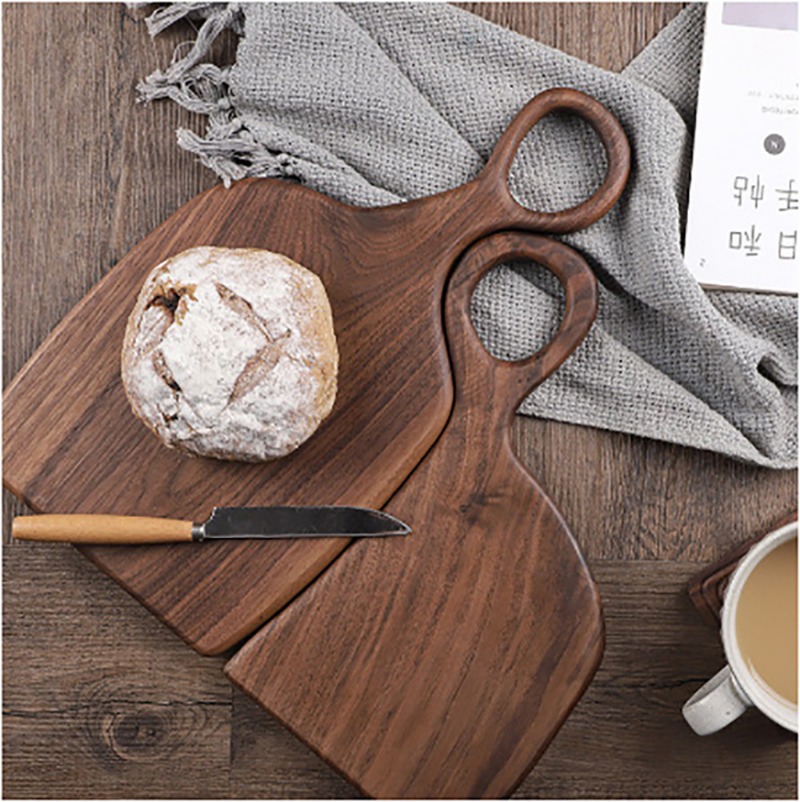 Baking In Kitchen - ブラックウォールナット固体まな板木製トレイピザボードまな板キッチンベーキング用品パンフルーツ粘着ボード