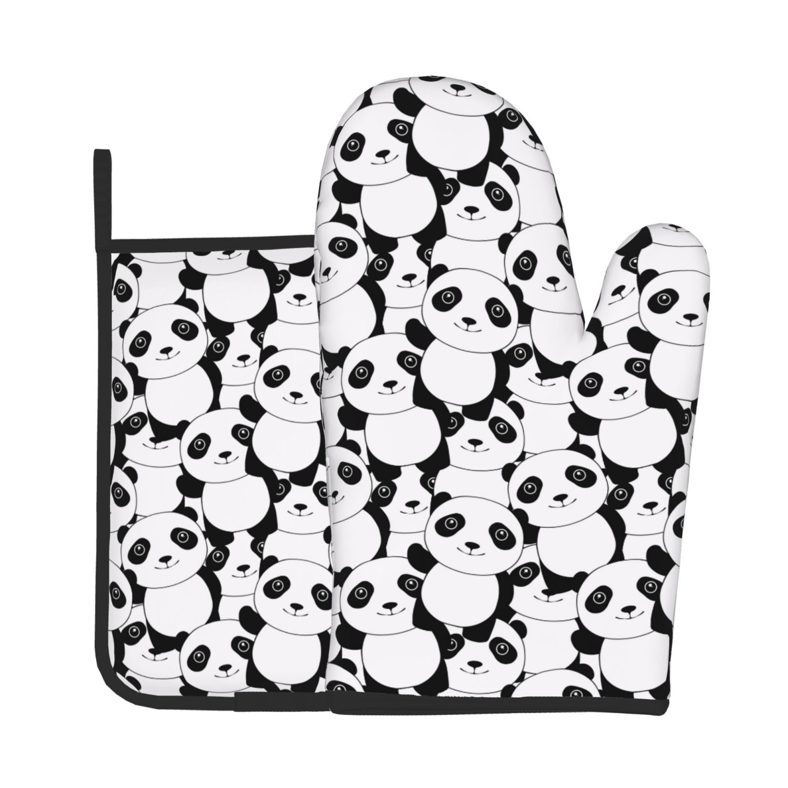 Kitchen Baking Gloves - 漫画の動物シリーズベーキンググローブ、パンダ断熱パッド、キッチンツールアクセサリー、調理用ポリエステル電子レンジグローブ、オーブンミット