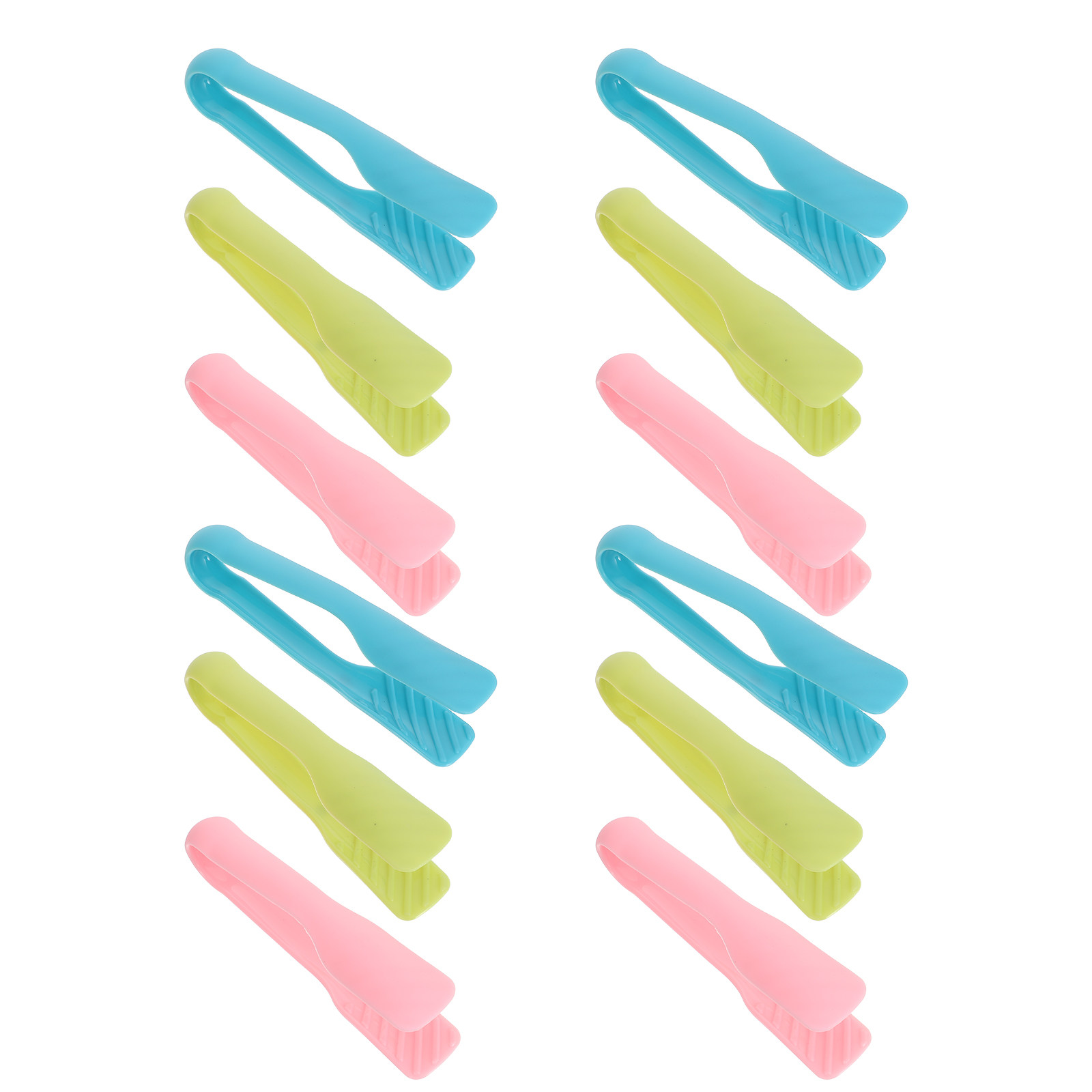 Kitchen Baking Utensils - 12個入り子供用ミニサービングトング、カラフルな小型プラスチック製キッチンビュッフェトング、キャンディー、前菜、ベーキング、サラダ、食品用具