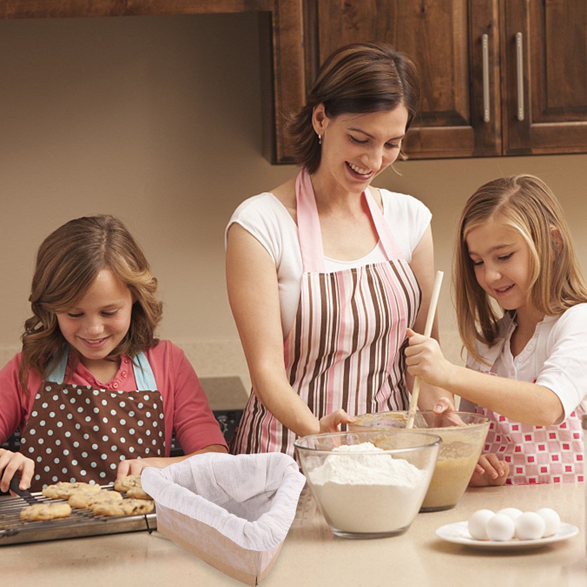 Kitchen Baking Utensils - 2個入りパンバスケット布カバー、生地発酵バスケットカバー、サワー種スターター用、ベーキングキッチン用品、ペストリー用