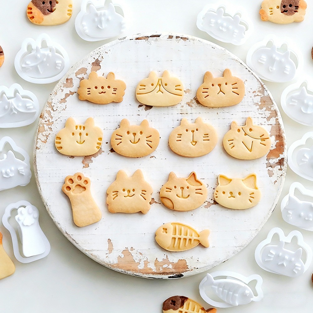 Kitchen Baking Storage - かわいい子猫DIYスタンプクッキーカッター焼き型ベーキングアクセサリーキッチンベーキング用