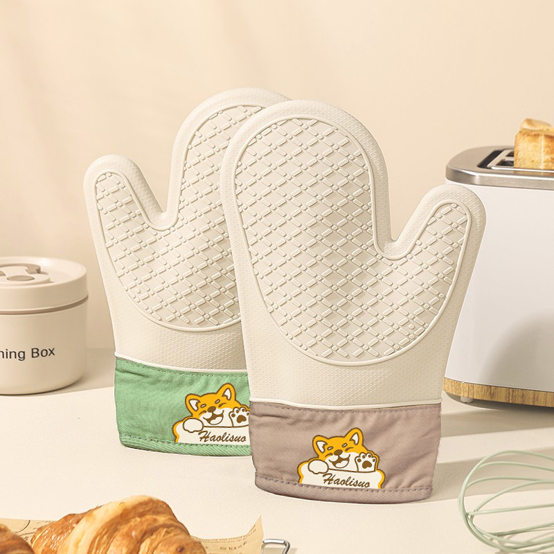 Kitchen Baking Gloves - ヘビーデューティーシリコン耐熱オーブン手袋滑り止めベーキングミット電子レンジキッチン安全高温火傷防止手袋