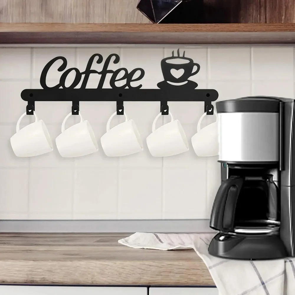金属製壁掛けコーヒーマグカップホルダー、コート・帽子・鍵掛け - Kitchen Baking Storage のレビューと価格