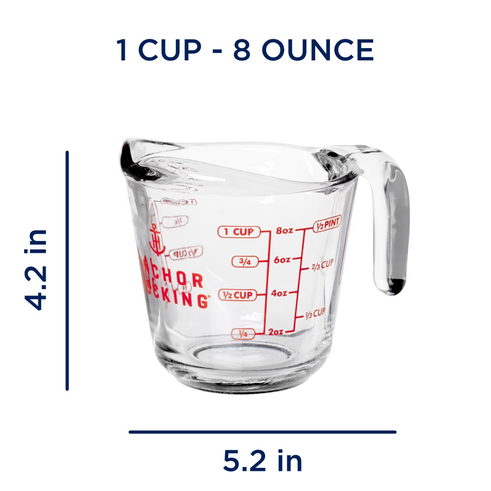 2個セットのガラス製計量カップ、持ちやすいハンドルと注ぎ口付 - Baking In Kitchen のレビューと価格