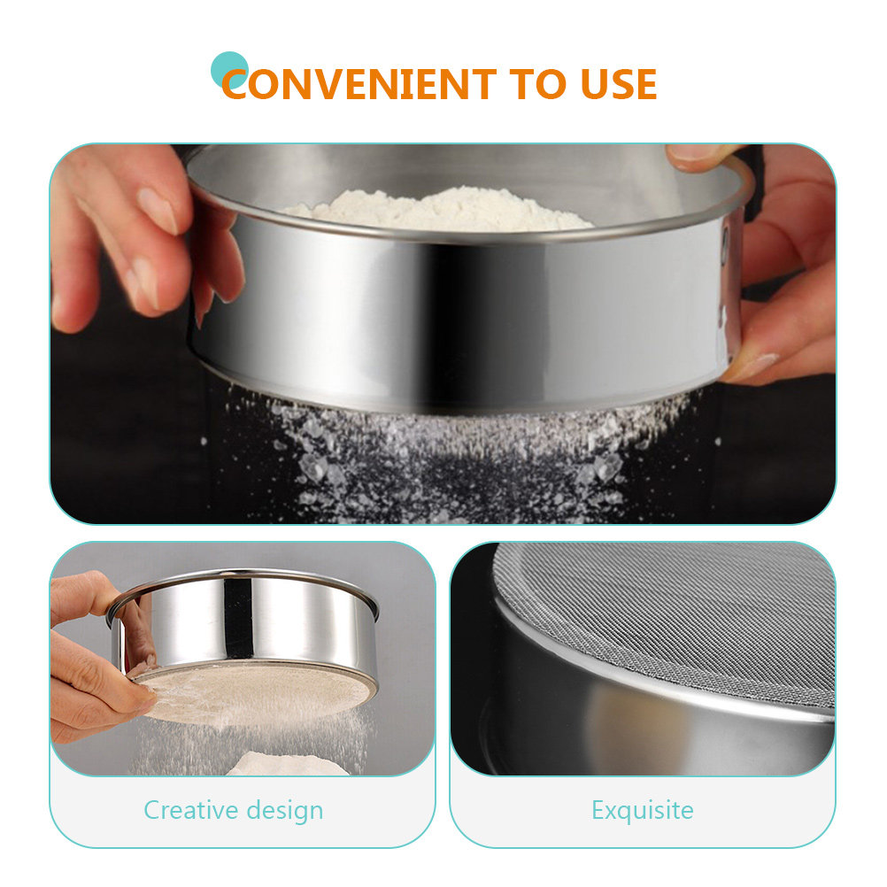 3 個のステンレス鋼小麦粉ふるいセットラウンドファインメッシ - Kitchen Baking Utensils のレビューと価格