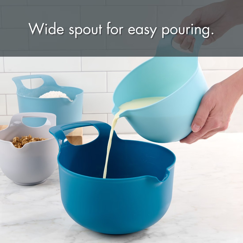 ネスティングプラスチック製ミキシングボウル 4個セット 注ぎ - Kitchen Baking Utensils のレビューと価格