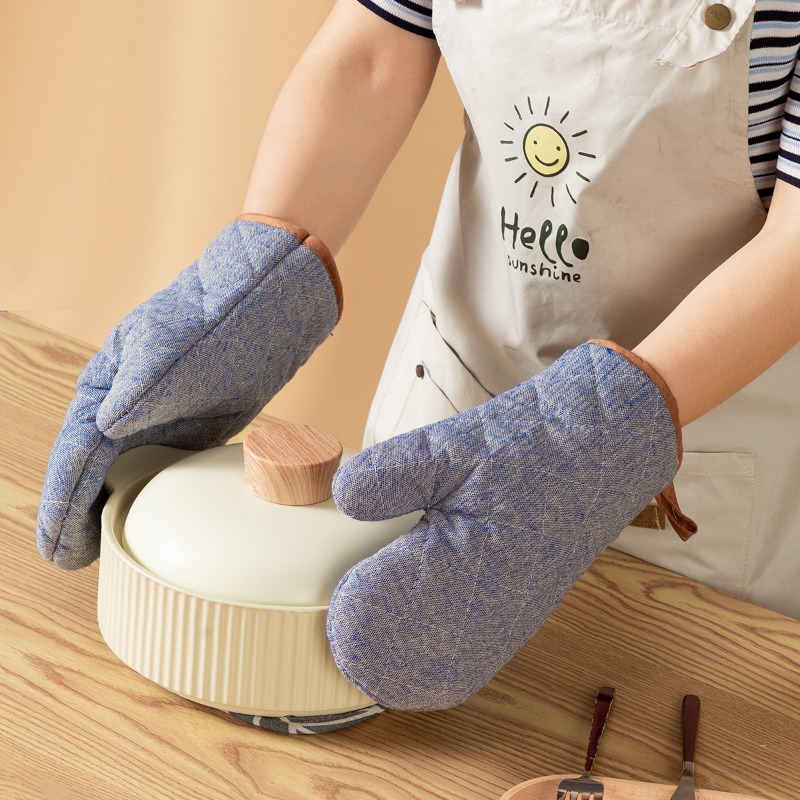 2 個の厚みのあるオーブンミットホームキッチン格子ミット高温 - Kitchen Baking Gloves のレビューと価格
