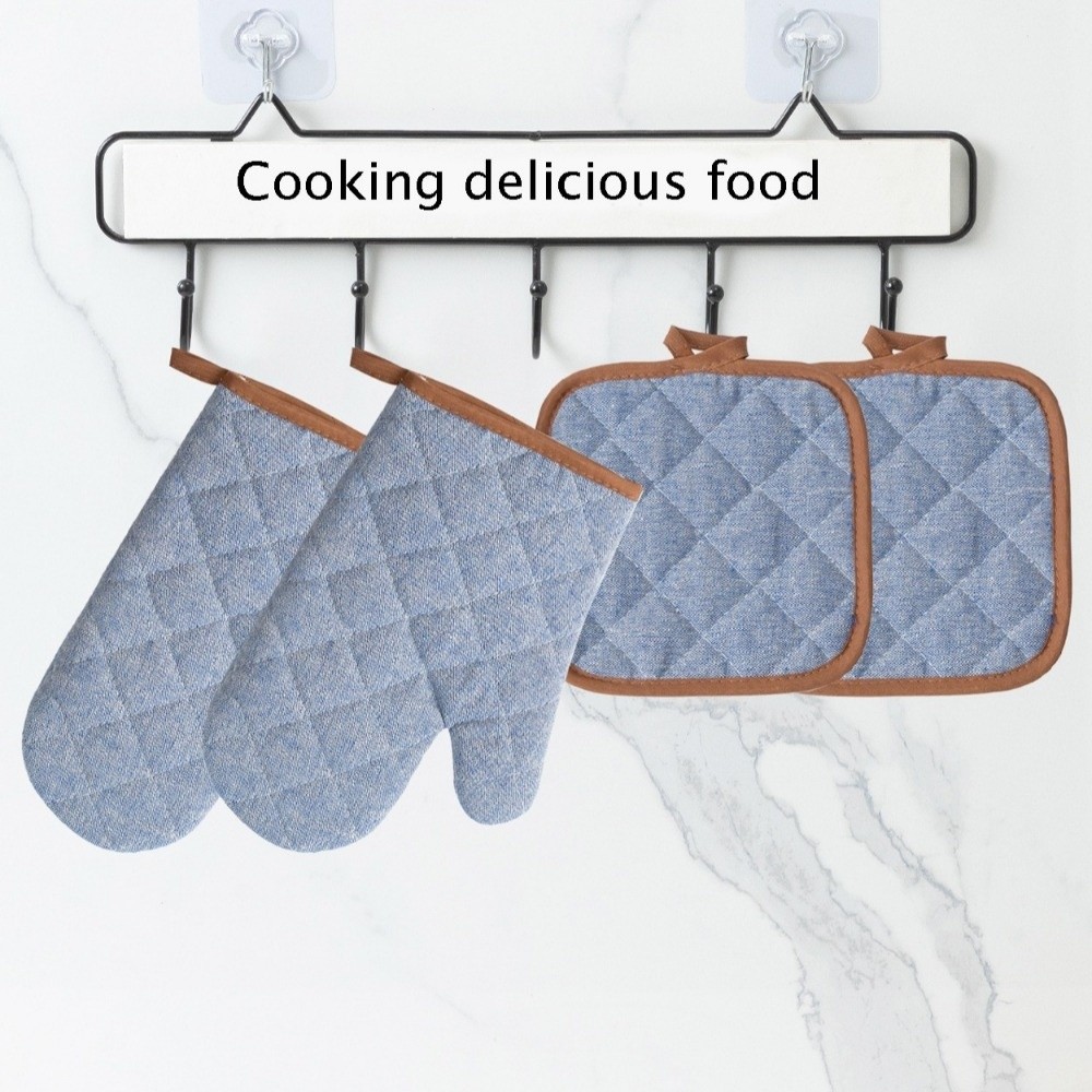 2 個の火傷防止オーブン手袋耐熱性厚みのある電子レンジミトン - Kitchen Baking Gloves のレビューと価格