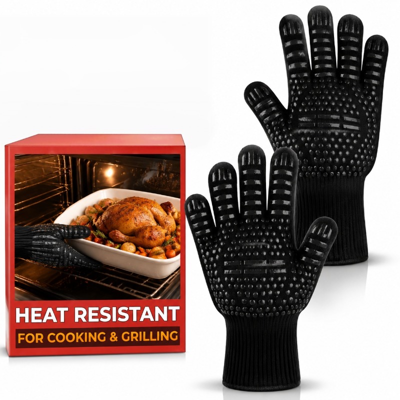 1個/1組のバーベキューグローブ、高温オーブングローブ、耐火 - Kitchen Baking Gloves のレビューと価格