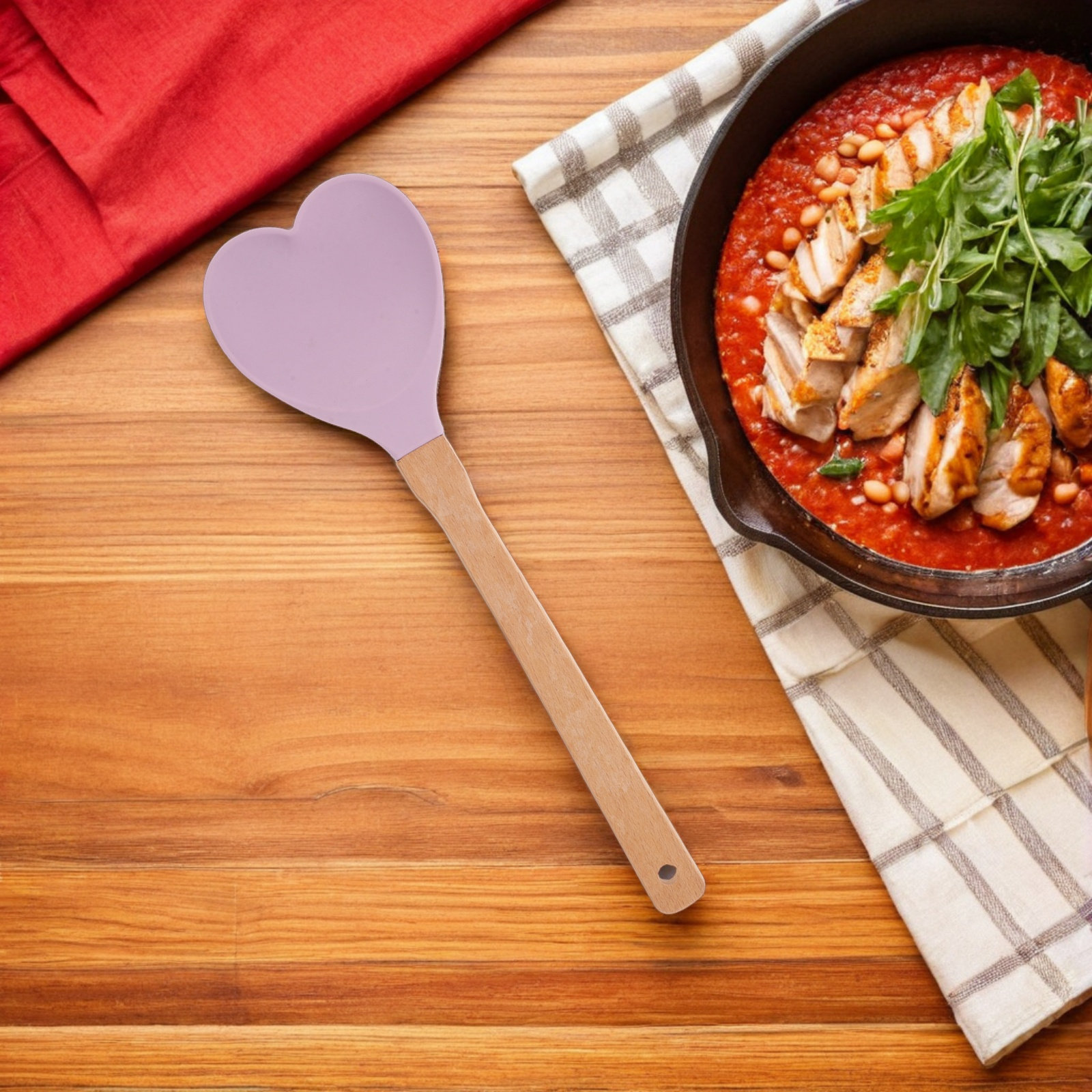 ハート型シリコンスパチュラ木製ハンドルノンスティック耐熱キッ - Kitchen Baking Utensils のレビューと価格