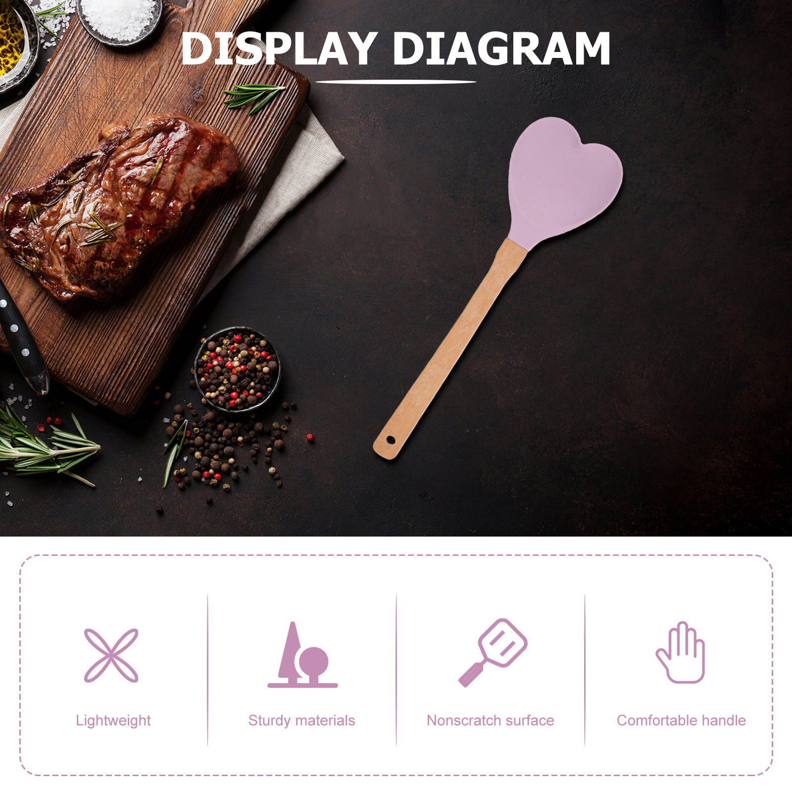 ハート型シリコンスパチュラ木製ハンドルノンスティック耐熱キッ - Kitchen Baking Utensils のレビューと価格