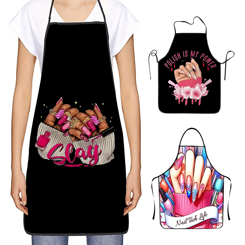 1 個ネイルアート印刷美容キッチン女性エプロン家庭用クリーニ - Baking In Kitchen のレビューと価格