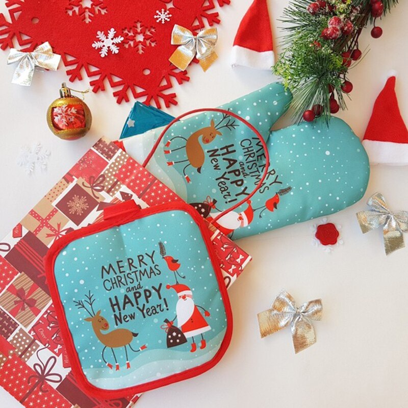 2ピース/セットクリスマスオーブンミットとポットホルダーセッ - Kitchen Baking Gloves のレビューと価格